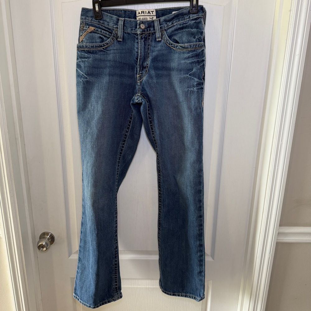 Ariat M4 Low Rise Boot Jeans Mens Size 31x34 Cotton Thick Stitch Denim Bootcut‎